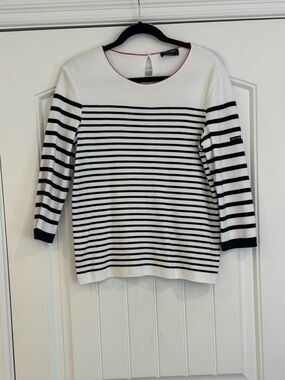 Saint James Navy and White Striped Knit Top